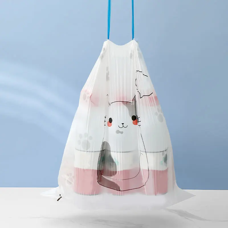 Wholesale Thick Custom Drawstring Garbage Trash Bag for Home Kitchen Coffee Rubbish Packaging Classic Design Wholesale