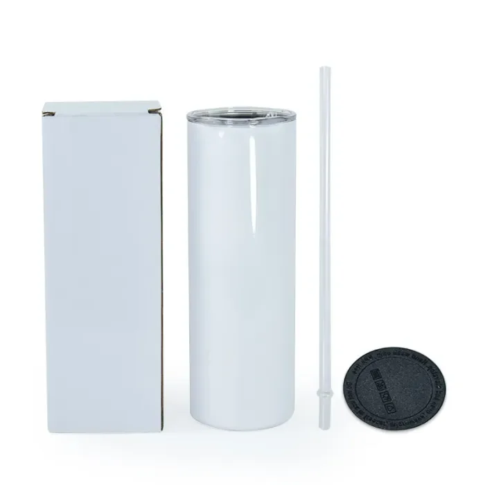 RTS USA WAREHOUSE Fast Shipping 20oz Stainless Steel Sublimation Blank Straight Tumbler with Lid Straw