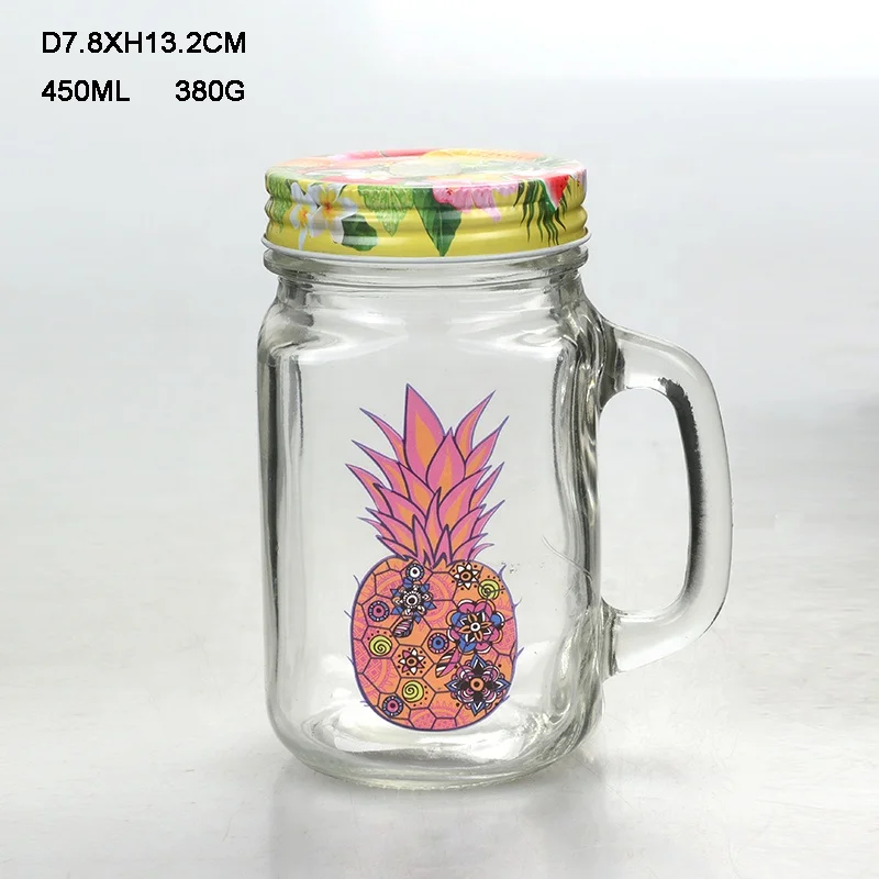 Embossed 4 oz 8 oz 12 oz 16 oz 32 oz 500 ml  1000 ml glass mason jar jam canning jars with handle and lid