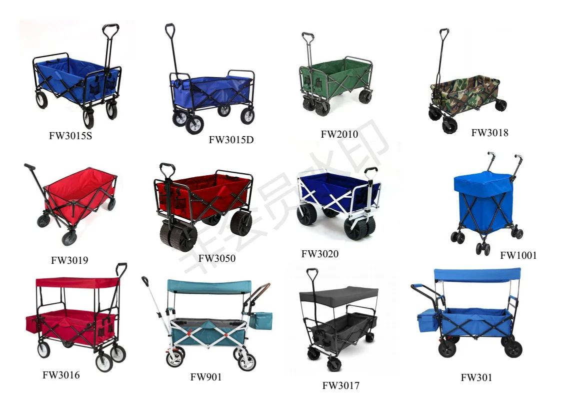 Folding Camping Wagon Garden Cart Shopping Trolley Collapsible Sturdy Steel Frame Garden/Beach Wagon/Cart