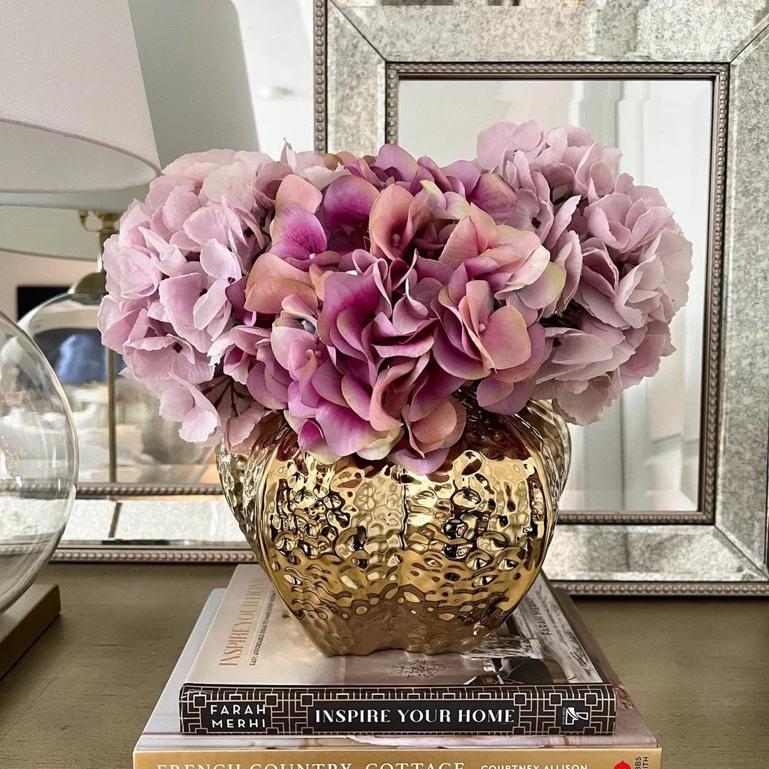 Creative Golden Ceramic Open Vase Electroplated Ornament for Home Hotel Restaurant Wedding Living Room Coffee Table