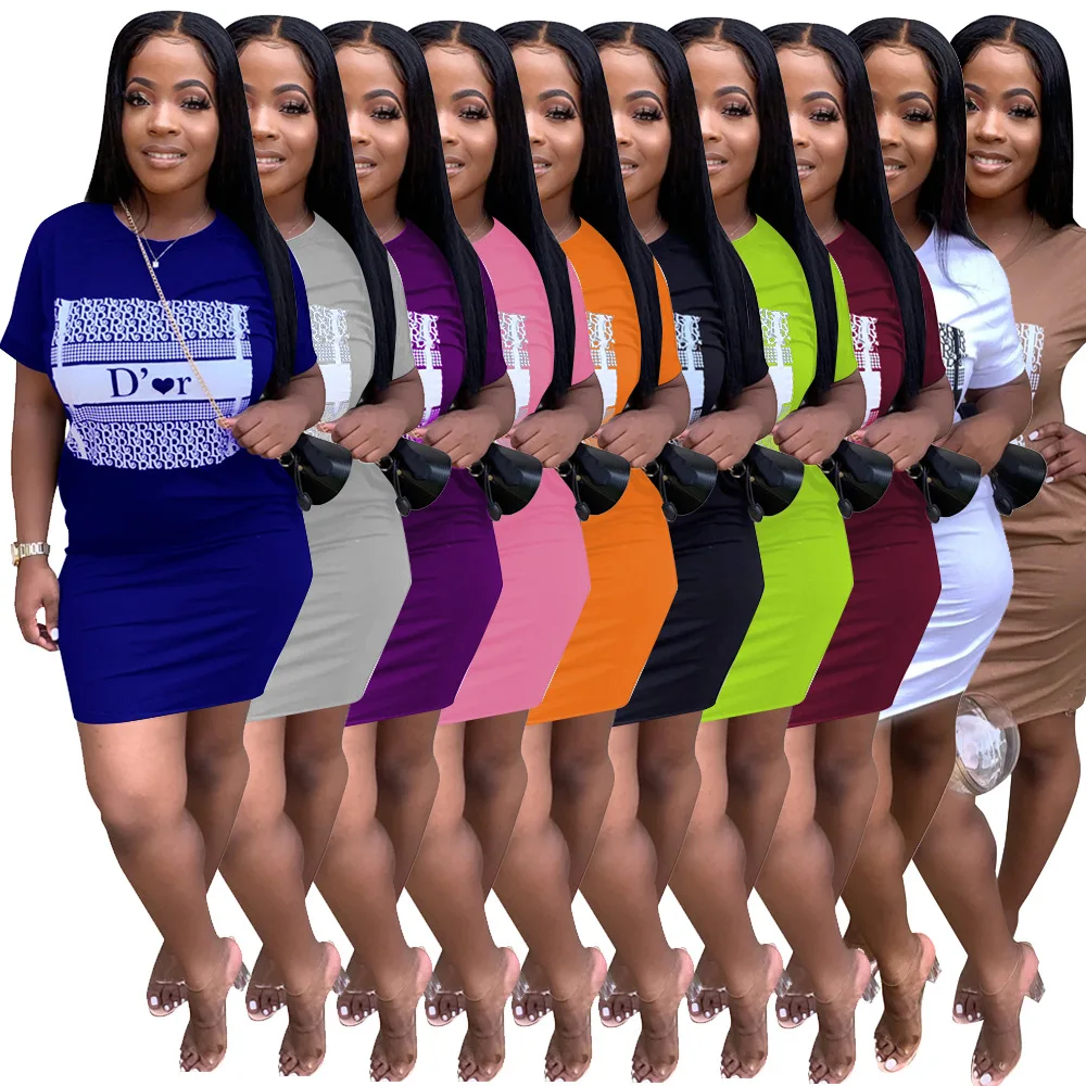 Jhb181 Hot Sale Summer Women Short Dress One Piece Skirt Women's Clothes 2021 Casual Dress