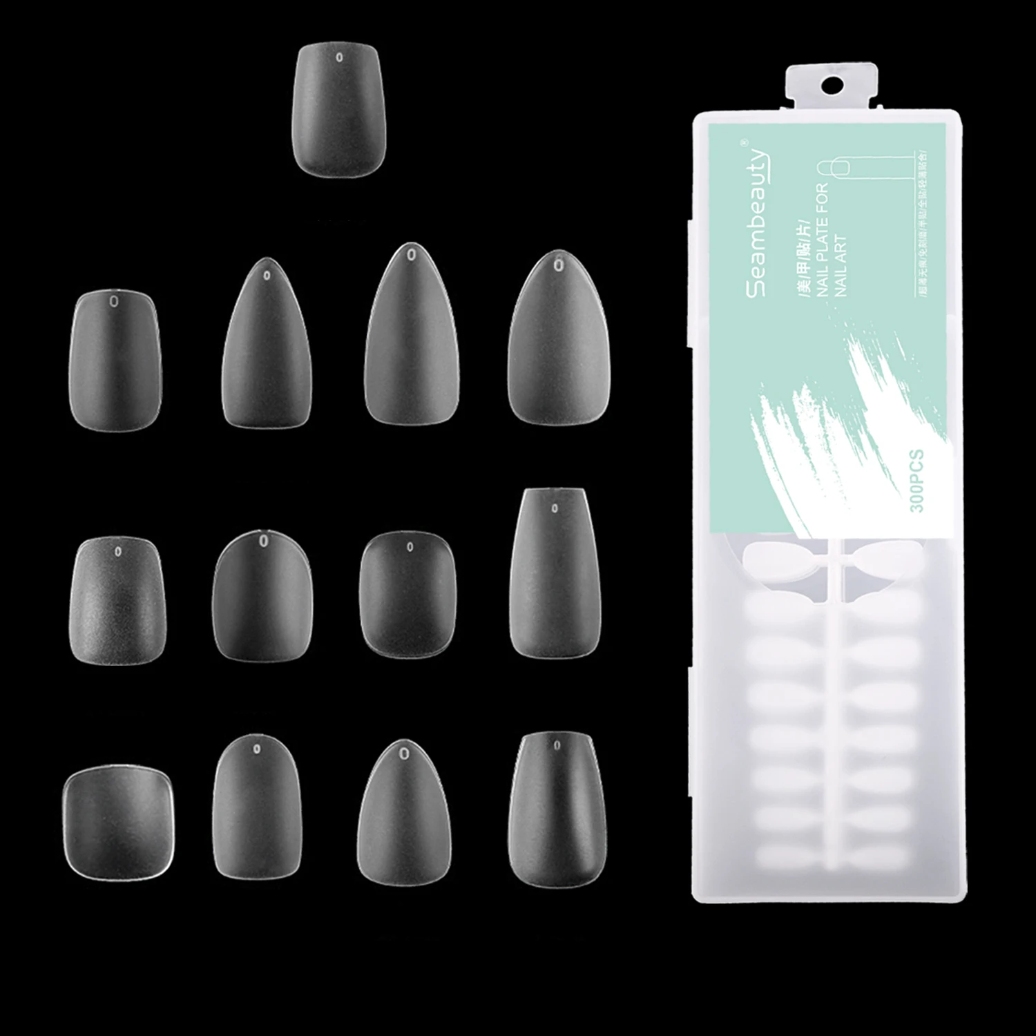 Nail Extension Wholesale 300pcs/box Full Cover Short Almond Square Nails Clear/Natural False Artificial Soft Gel Tips