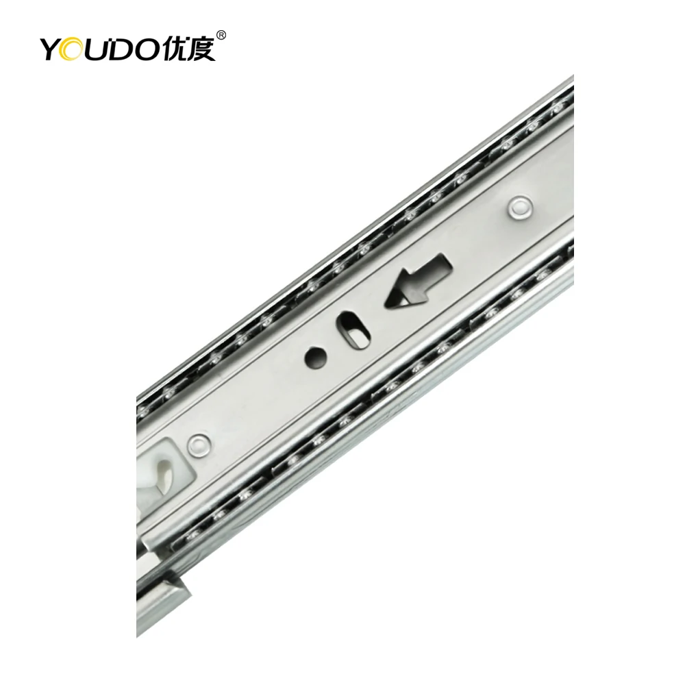 YOUDO 3-Fold Full Extension Ball Bearing Slide Rebound Push to Open Drawer Slide 45mm Sliding Hardware for Furniture Cabinets