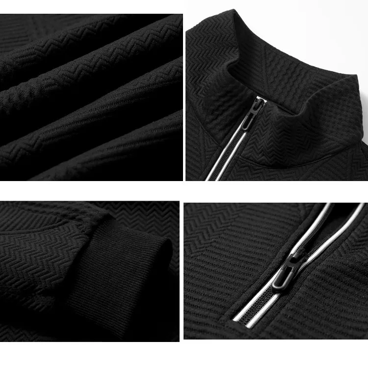 New Style Mens Sweatshirts Autumn Stand Collar Sweatshirt Plus Size Loose Plain 1/4 Zip Collar Sweatshirt