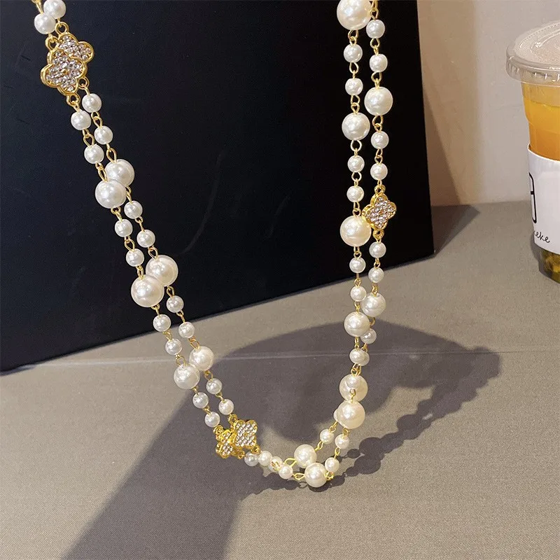 Wholesale White Pearl Cross  Freshwater Fresh Water Snake Chain Long Gold Sweater Chain Pearl Pendant Necklace