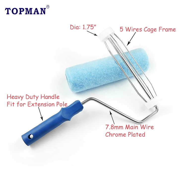 TOPMAN high quality 5 wire cage frame heavy duty handle fit for extension pole good at corner painting paint roller