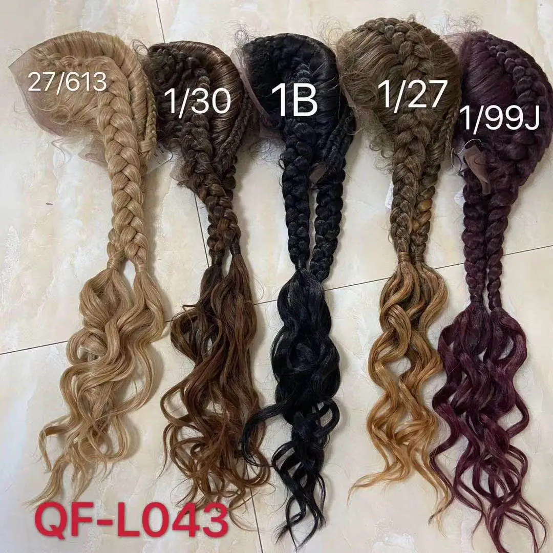 Synthetic hair 26 inches wigs Perruque Tresse long braided wigs for black women lace front