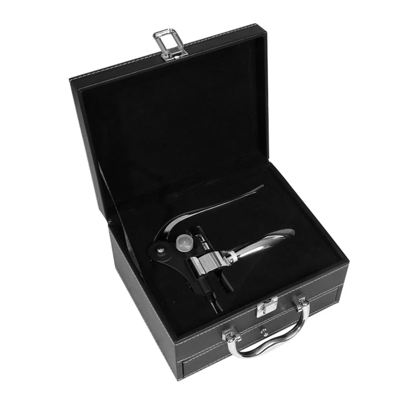 Double Layer PU Leather Box Wine Opener Set With Hot Design Wine Opener