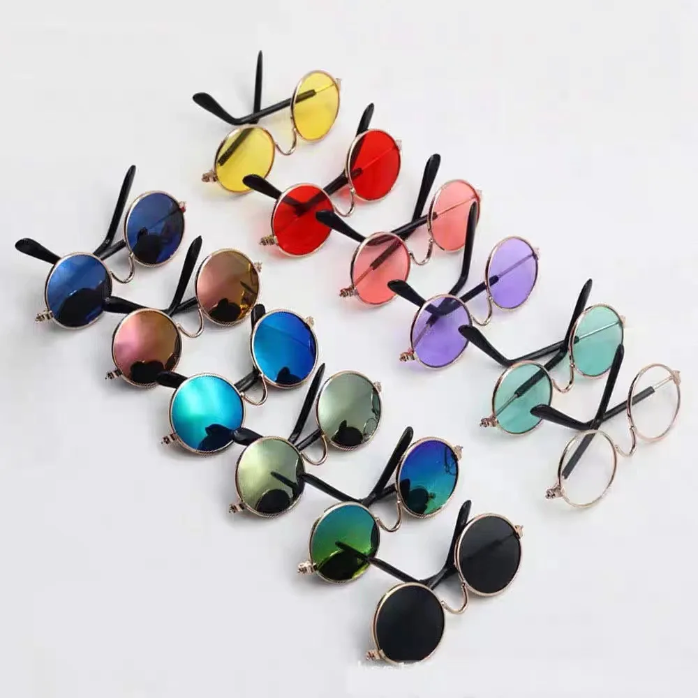 Wholesale Cool Lovely Pet Accessories Sunglasses Pet Cat Sunglasses Funny Pet Metal Cat Eye Sunglasses