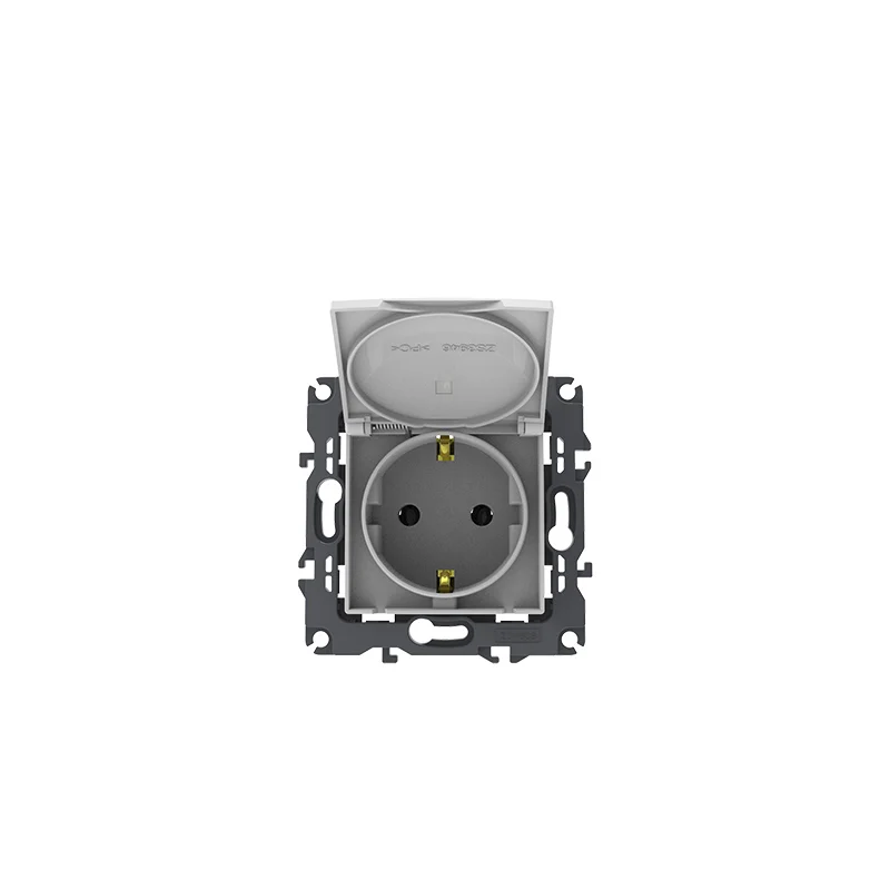 16A 250V Schuko Power Outlet W/ Lid 1 gang electric switch socket wall screwless terminal wall socket