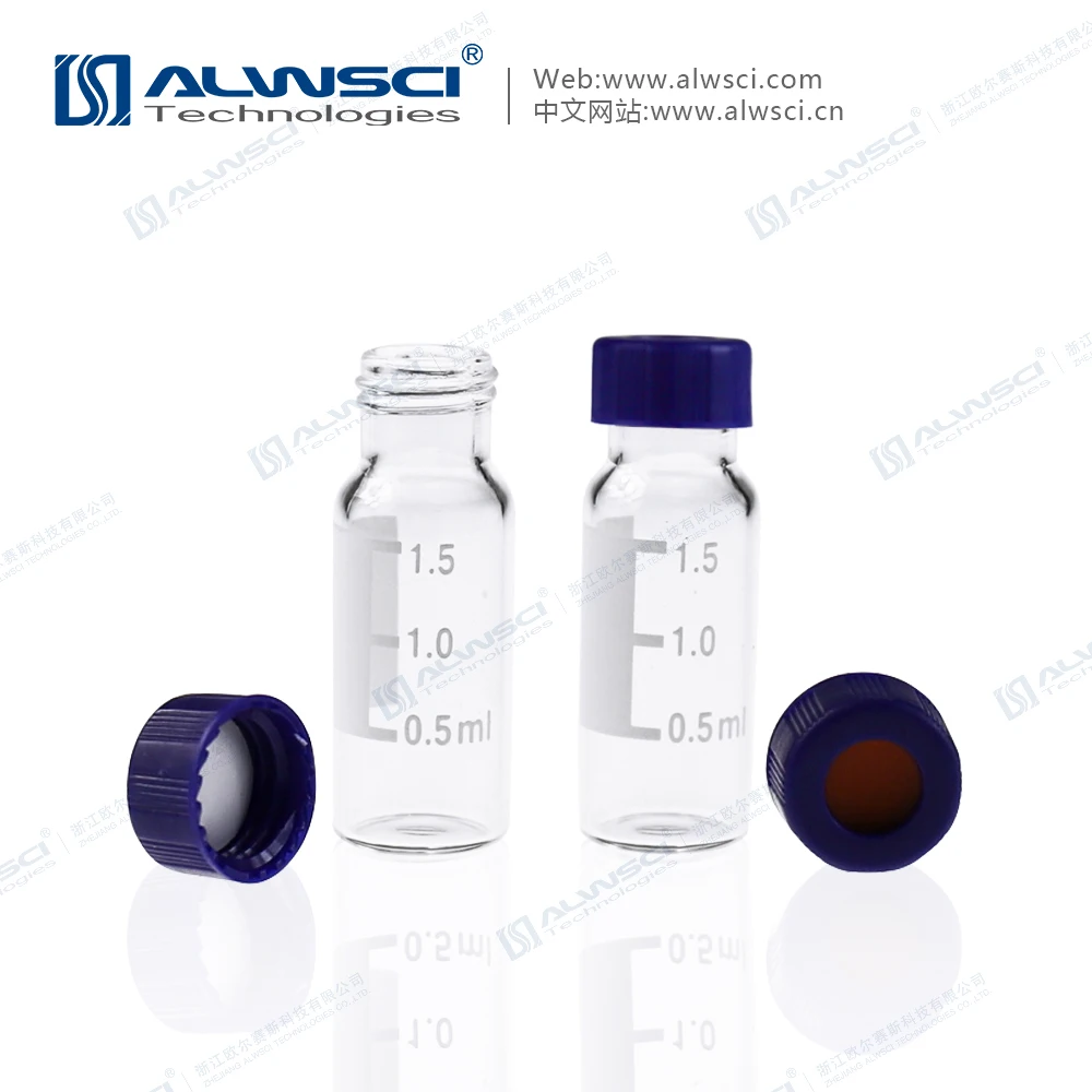 ALWSCI 2mL Clear Glass 12x32mm Flat Base 9-425 Screw Thread Vial with Label.