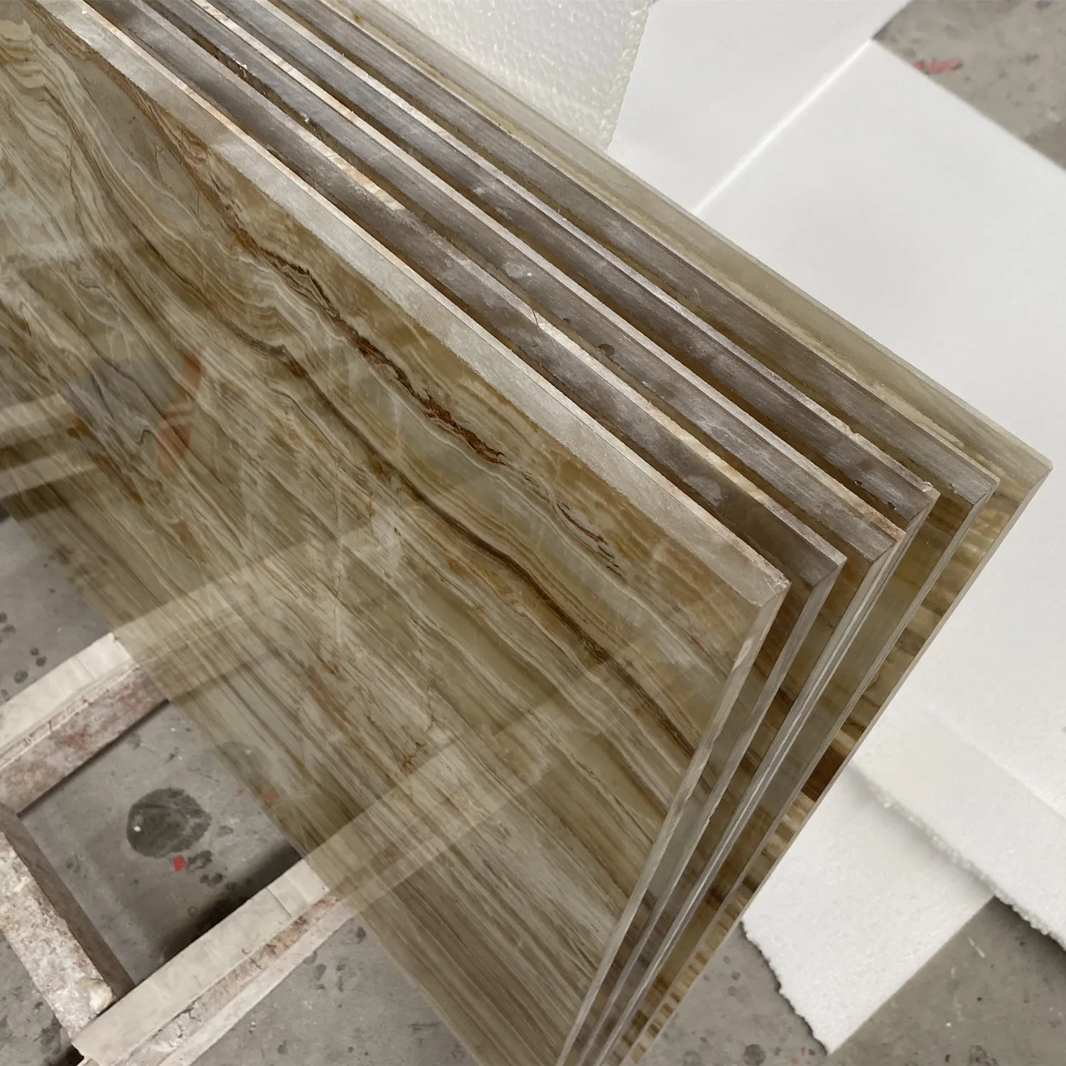 Translucent Black Sea Onyx Backlit Glass Panels For Ceiling , Bar top and surfaces