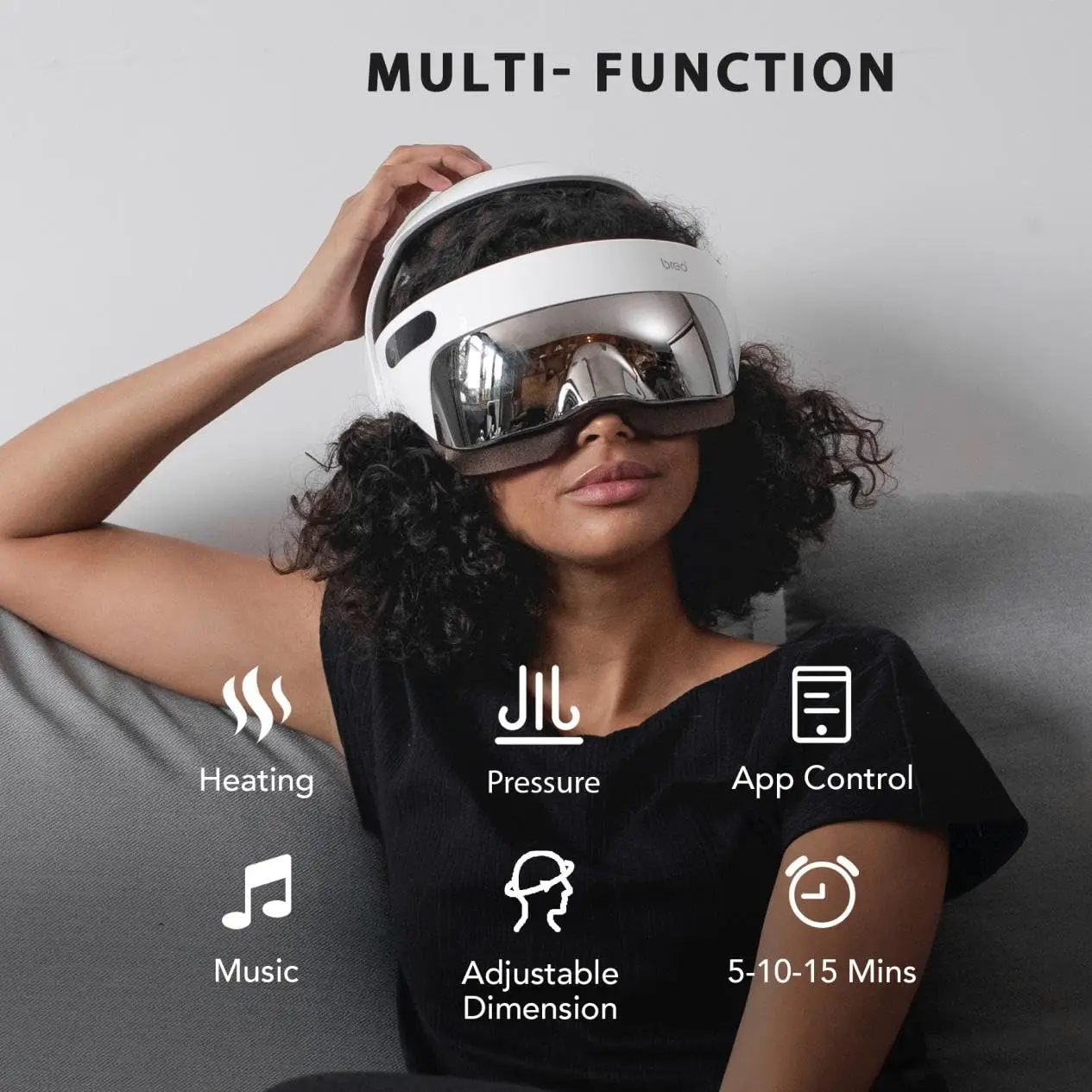Breo IDream5s Electric Head Massager, Eye & Neck Massage Helmet with Heat, Kneading, Pressure, APP Control Scratcher for Relax