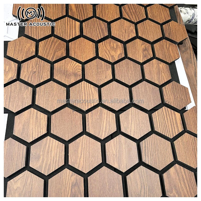 Master Acoustic building soundproof Irregular shape solutions wall slat sample absorbing akupanel hexagon sound panels