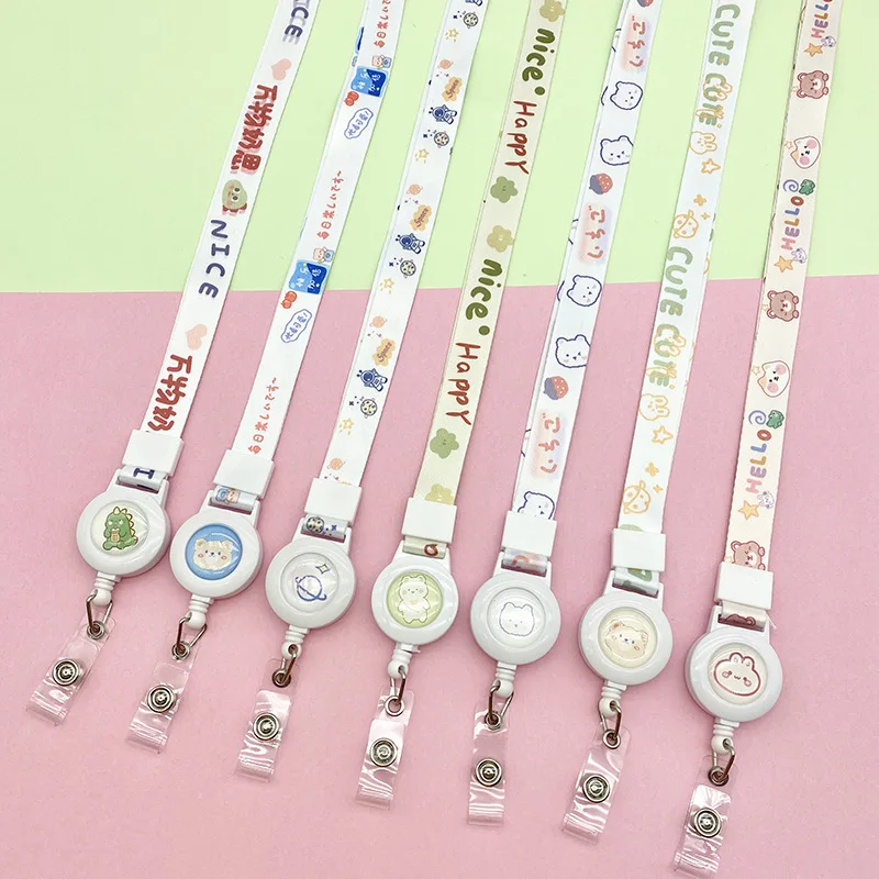 Cartoon Telescopic Easy-To-Pull Lanyard Wholesale Student Card Set Hanger Neck Long Rope Adjustable Badge Card Badge Sling