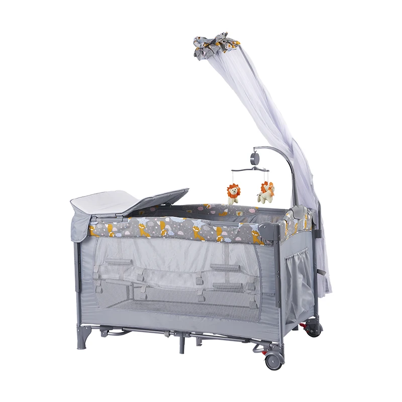 5 In 1 Multifunctional Baby Bedside Crib Luxury Baby Crib Bed Fence Baby Bed Crib Corral With Net Mosquito