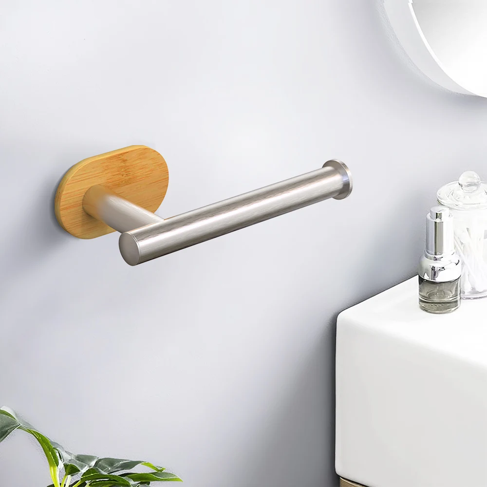 Настенный бамбуковый держатель для бумаги из нержавеющей стали дома