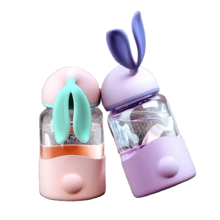 Wholesale Children cute little rabbit outdoor gourdes pour enfants outside custom logo cup kids glass water bottle