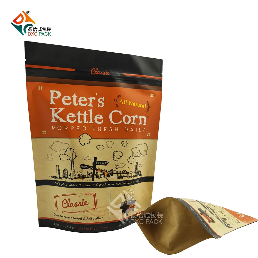 Zip Lock Brown Kraft Paper Bag With Plastic Lining