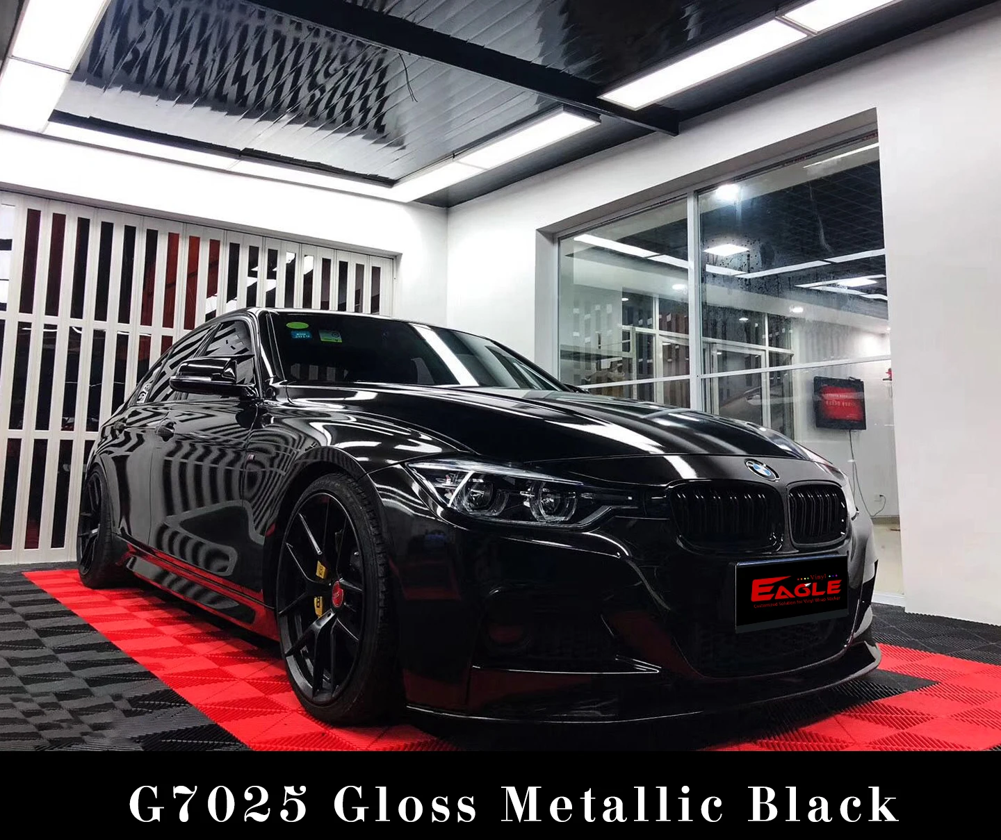 Бесплатный образец, оптовая продажа, блестящая виниловая пленка для автомобиля с металлическим блеском черного цвета