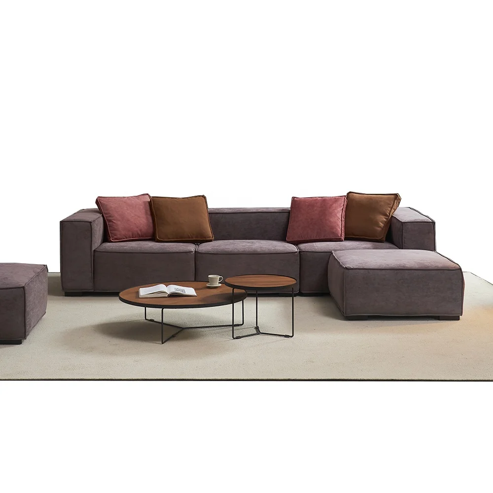 Набор секционных диванов из ткани, мебель для гостиной с оттоманкой, низкая цена, модульная современная домашняя мебель в европейском стиле, стеганная 2,6