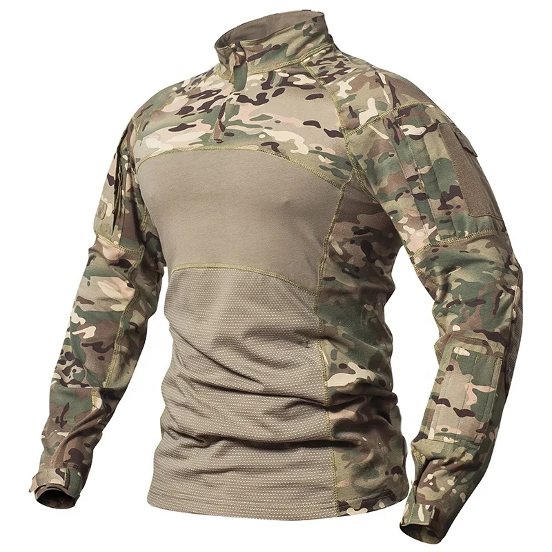 Multicam US Army Clothes Camo Long Sleeve Shirt Men Cotton Military Uniform Camouflage T Shirt Tactical Combat Shirt