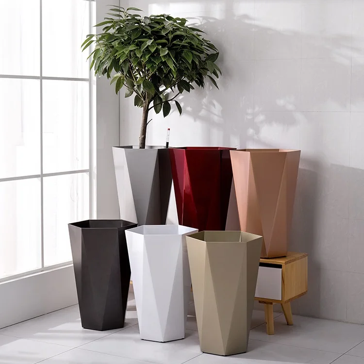 BRICE Luxury hotel diamond plastic flower pots Germany design flower pots indoor large decorative flower pots