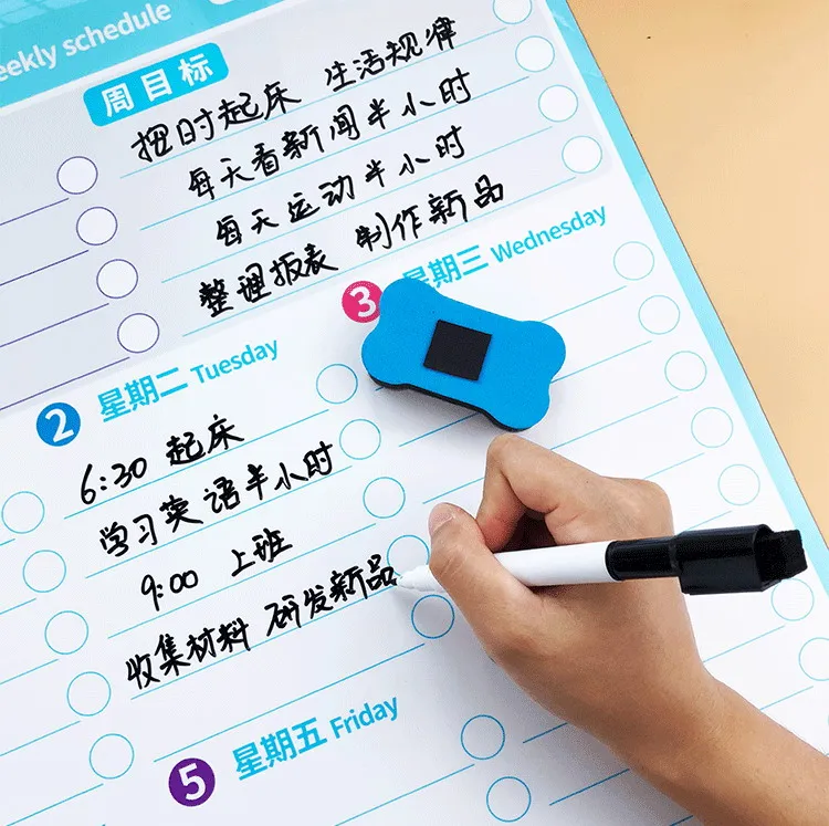 Custom Weekly Whiteboard Calendar Dry Erase Magnetic Chore Chart For Fridge Refrigerator Magnet
