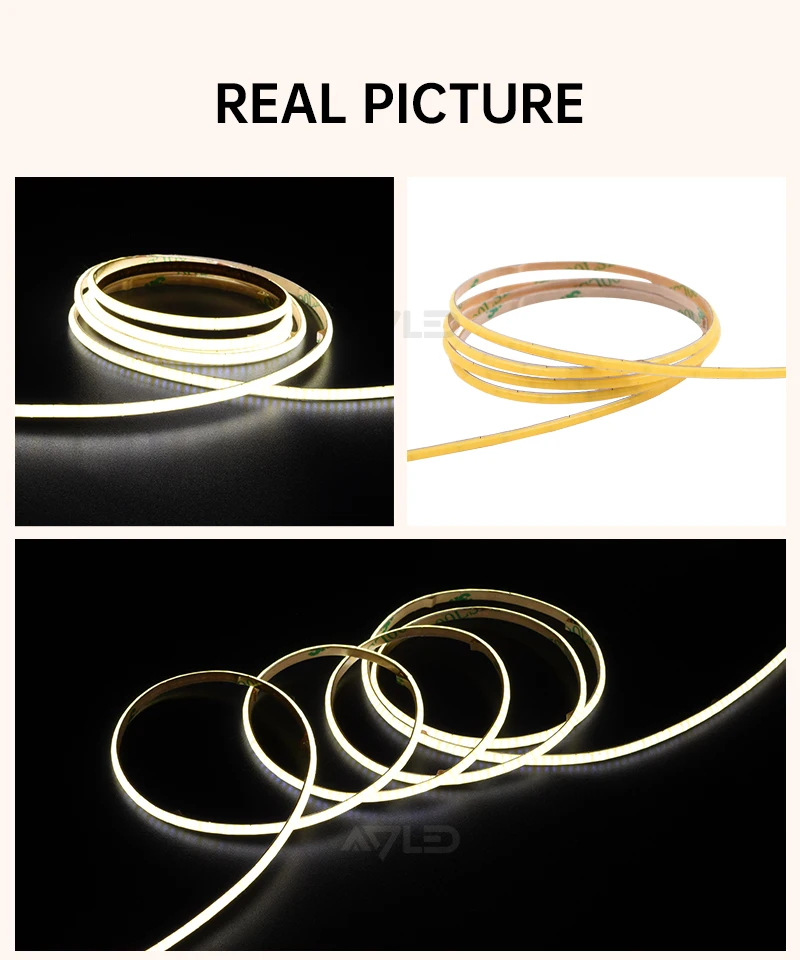 Flexible COB LED Strip Light 528LED/m DC12V High CRI 90+ 3-Year Warranty 3mm Smart Strip Lights Colors