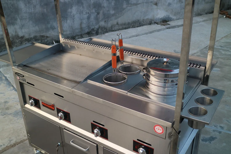 hot dog cart with grill and refrigerator deep fryer cart snack machine deep frying cart