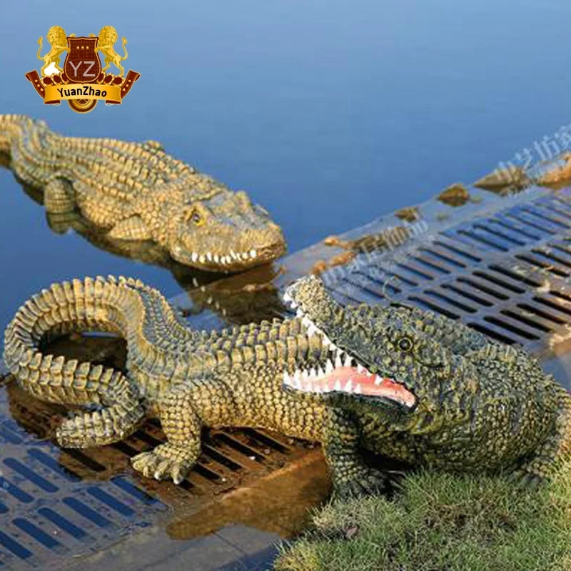 Park Scene Creative  Metal Art Antique Animal Sculpture High Quality Bronze Animal Crocodile Statue