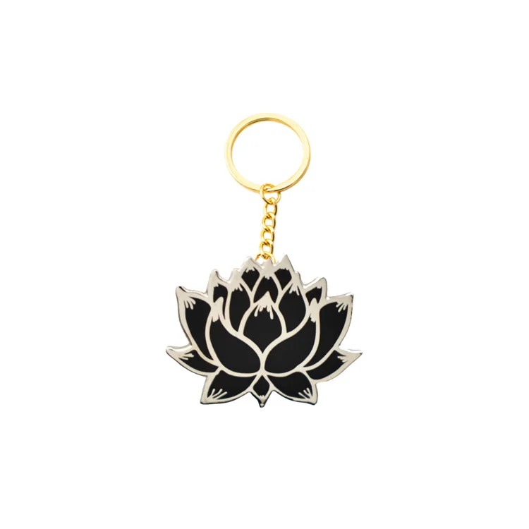 Wholesale Flower Lotus Keychain Peony Lily Lotus Daffodil Keychains Custom LOGO Cherry Blossoms Enamel Keyring Key Llavero Key