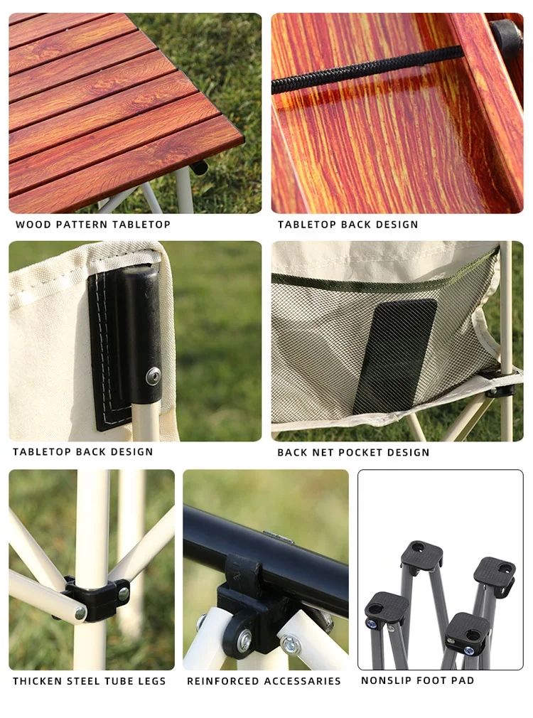 
Wholesale Lightweight Seat Stool Portable White Folding Camping Desk Table 4 Chairs Set 