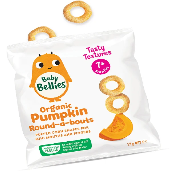 Gluten & Wheat Free Deliciously Crisp Baby Food 100% Organic Pumpkin Round-A-Bouts for Baby Snacks