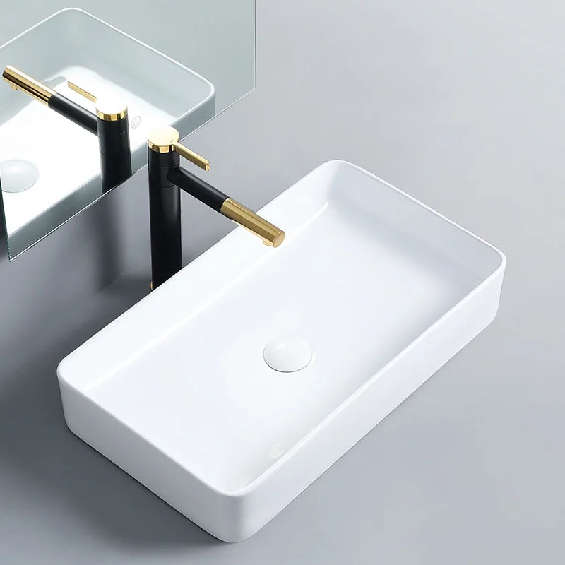 New design white rectangular lavabo ceramic vessel wash hand basin ceramic sink countertop bathroom sinks