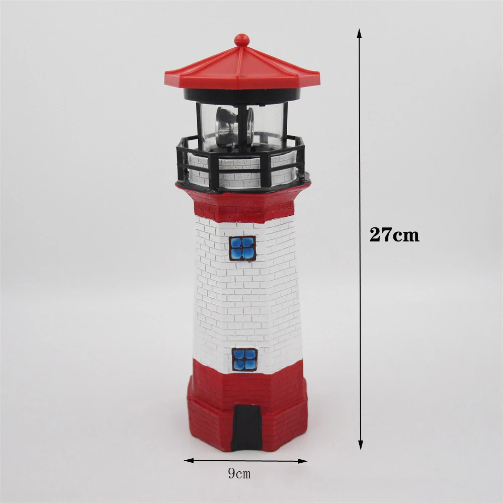  Mediterranean Home decoration solar led tower light ocean lighthouse garden rotating