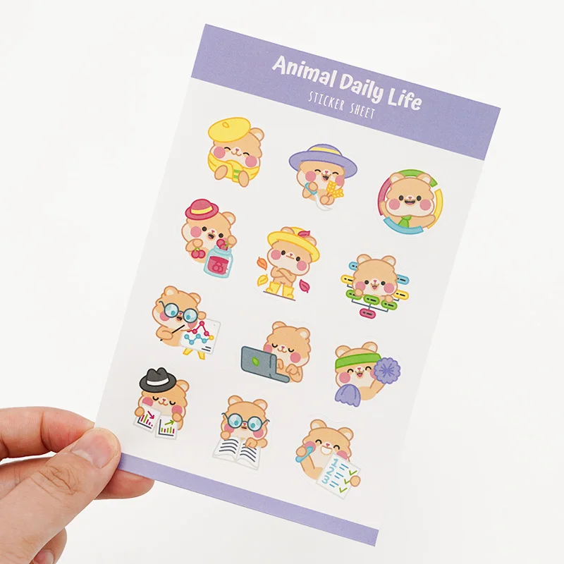 Wholesale Waterproof Custom Printing Vinyl Kiss Cut Cute Paper Sticker Sheet For Planner Stationery