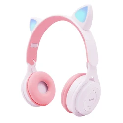 Macaron Computer Android Ios 3.5Mm Wired Tws Handfree M6 Cat Ear Bluetooth Headphones Wireless Headset