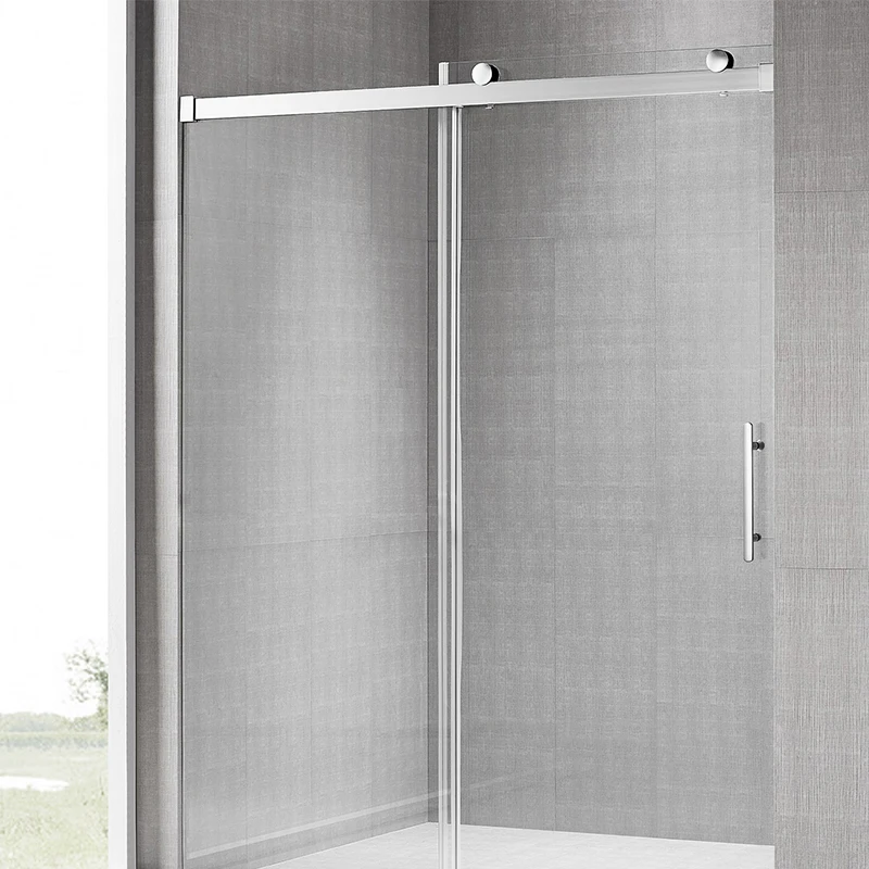 OEM и ODM: цинковый сплав 60 дюймов стеклянная бескаркасная прогулка в действие раздвижная душевая дверь