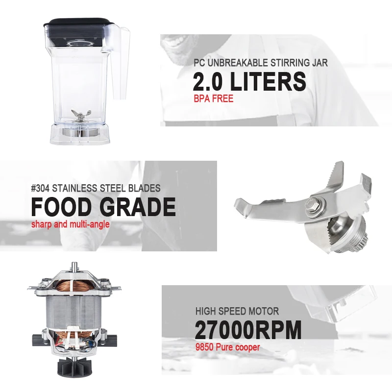 Hot Sale Industrial Professional Heavy Duty Blender With Stainless Steel Jar Commercial