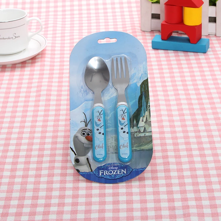 Food Grade plastic stainless steel children travel spoon fork kids cutlery set