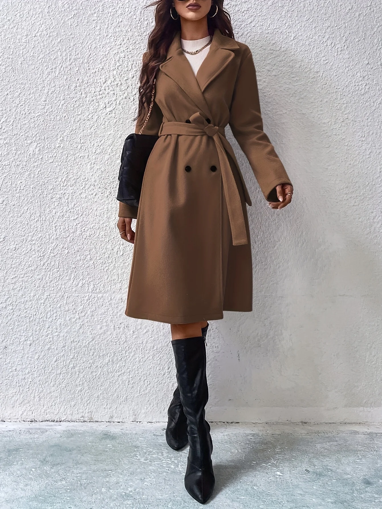 Fall/Winter  Europe and America new style classy fashionable Rope Mid-length coat