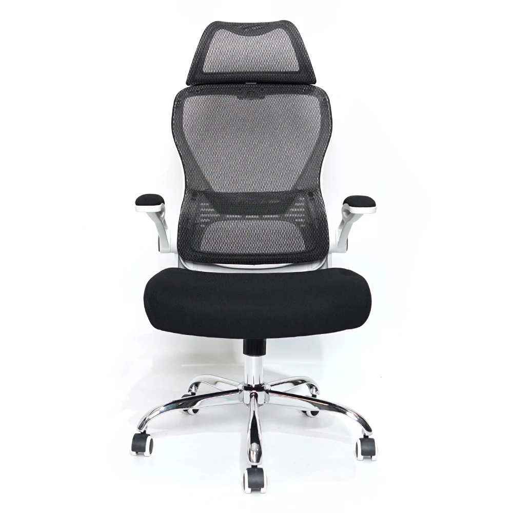 Kabel White Frame Black Mesh Flip Up Armrest Wholesale Luxury Designer Ergonomic Office Chair