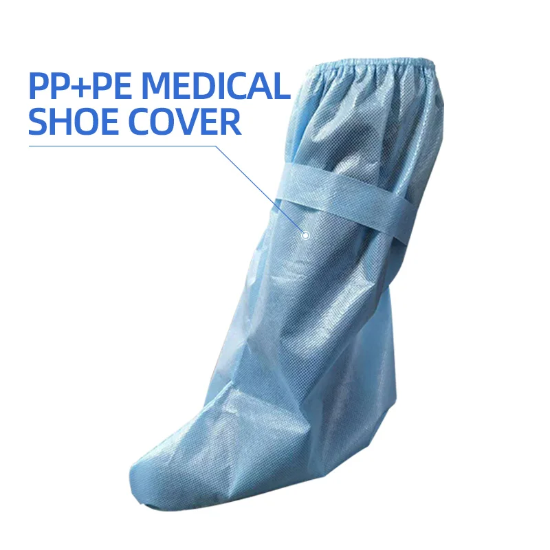 
Snowwolf non woven disposable medical shoe covers pp+pe 70g waterproof anti slip boot covers 