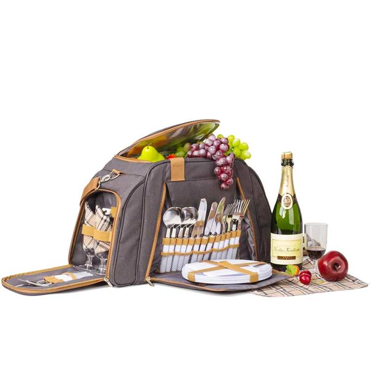 6 Person Shoulder Strap travel Picnic Bag With large capacity cooler compartment for big family outing