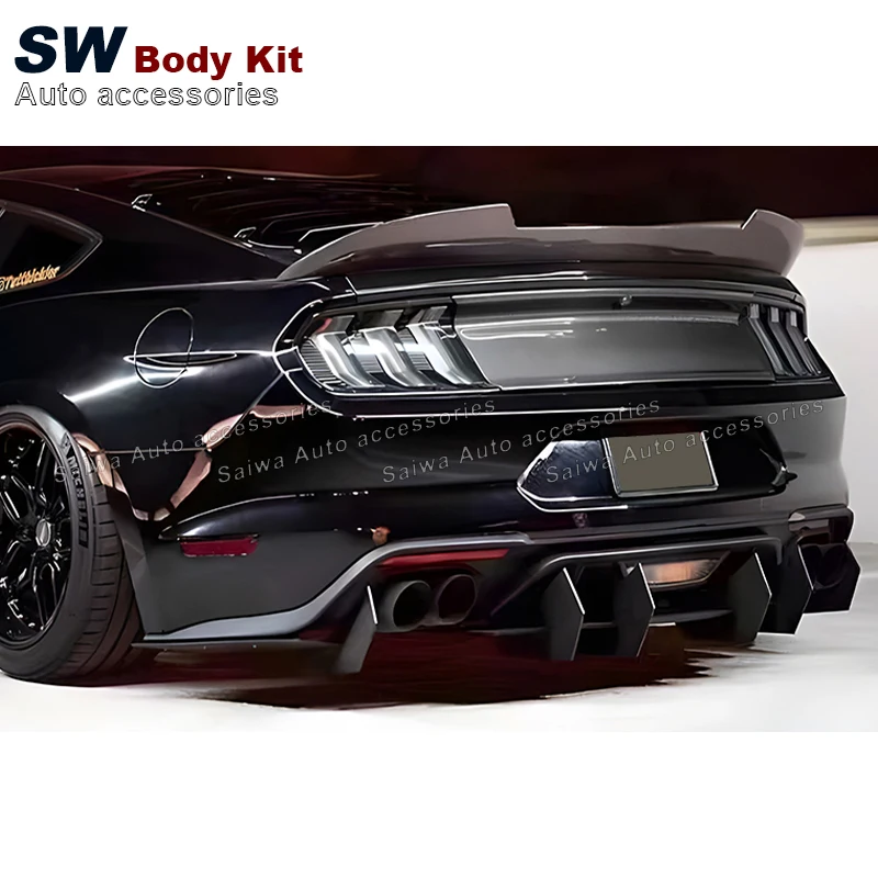 Dry Carbon Fiber MD Style Rear Bumper Lower Spoiler For Ford Mustang Rear Bumper Splitter Lip Diffuser Cover Trim 2018-2022