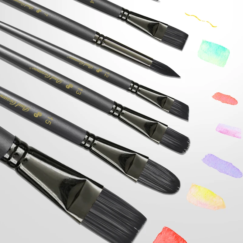 Professional Gouache Watercolor Painting Brushes Set Artist Acrylic Paint Brush Set Nylon Black Pole Oil Painting Brush