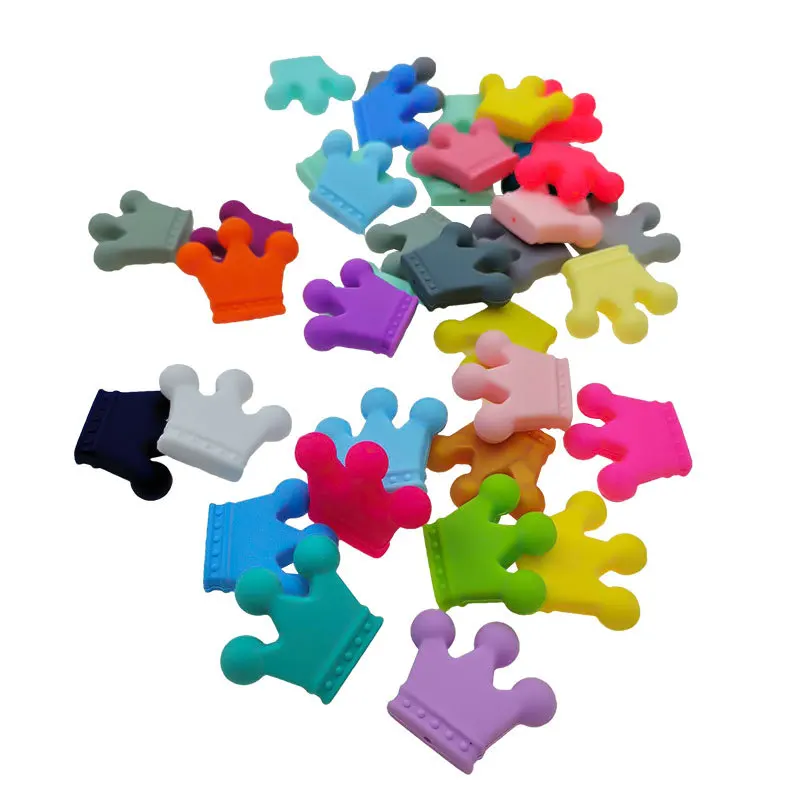 DIY Silicone Baby Teether Crown Chewable Toys Focal Beads Pacifier Clips Girls Cute Teething Toys Gifts Baby Teether Pendant