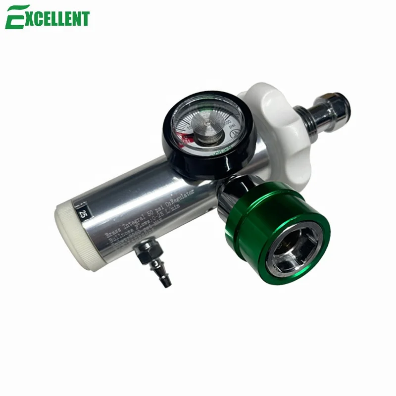 Medical EMS oxygen regulator oxygen cylinder pressure reducing valve with Heyer fitting, Bullnose style, 0-25LPM